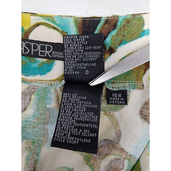 Kasper Essential Sportswear Watercolor Skirt Linen Blend A line Sz 16W - Picture 9 of 9